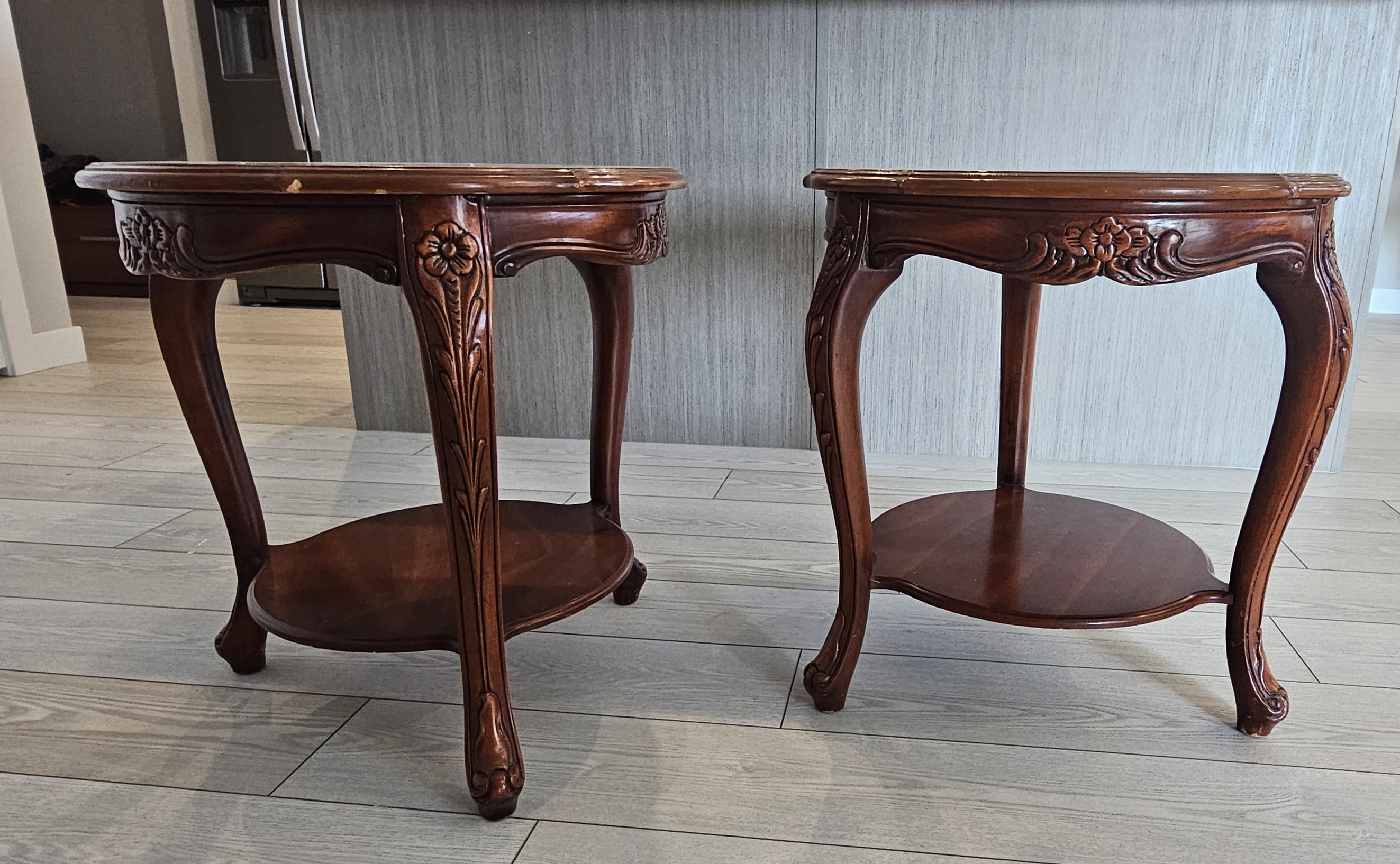 Vintage Style Teapoy Table with 2 Side Tables (Coffee Table Set) - photo 4