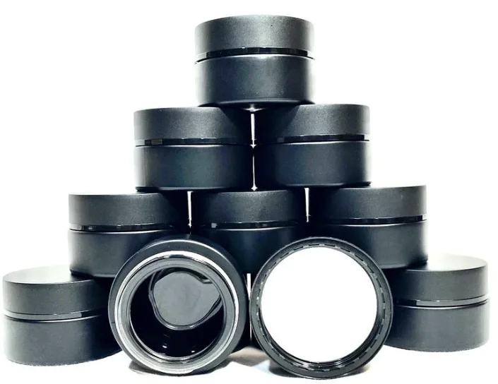 New Black Glass Jar Container 100ml w/lid Made in Italy image indicator(2)