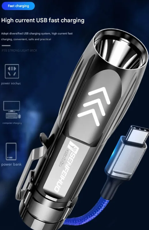 Super bright flashlight rechargeable glare long-range xenon lamp image indicator(2)