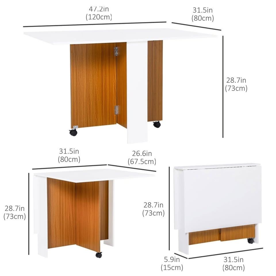 White Foldable Dining Table - photo 3