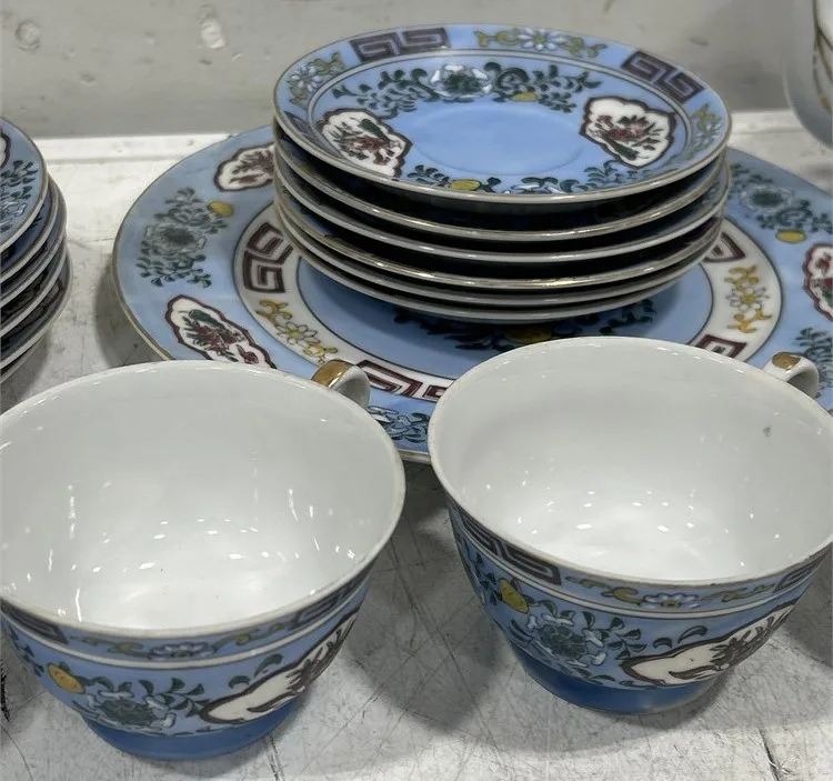 Antique Porcelain 24 Piece Tea Set Hand-Painted Floral 1920s–30s image indicator(6)