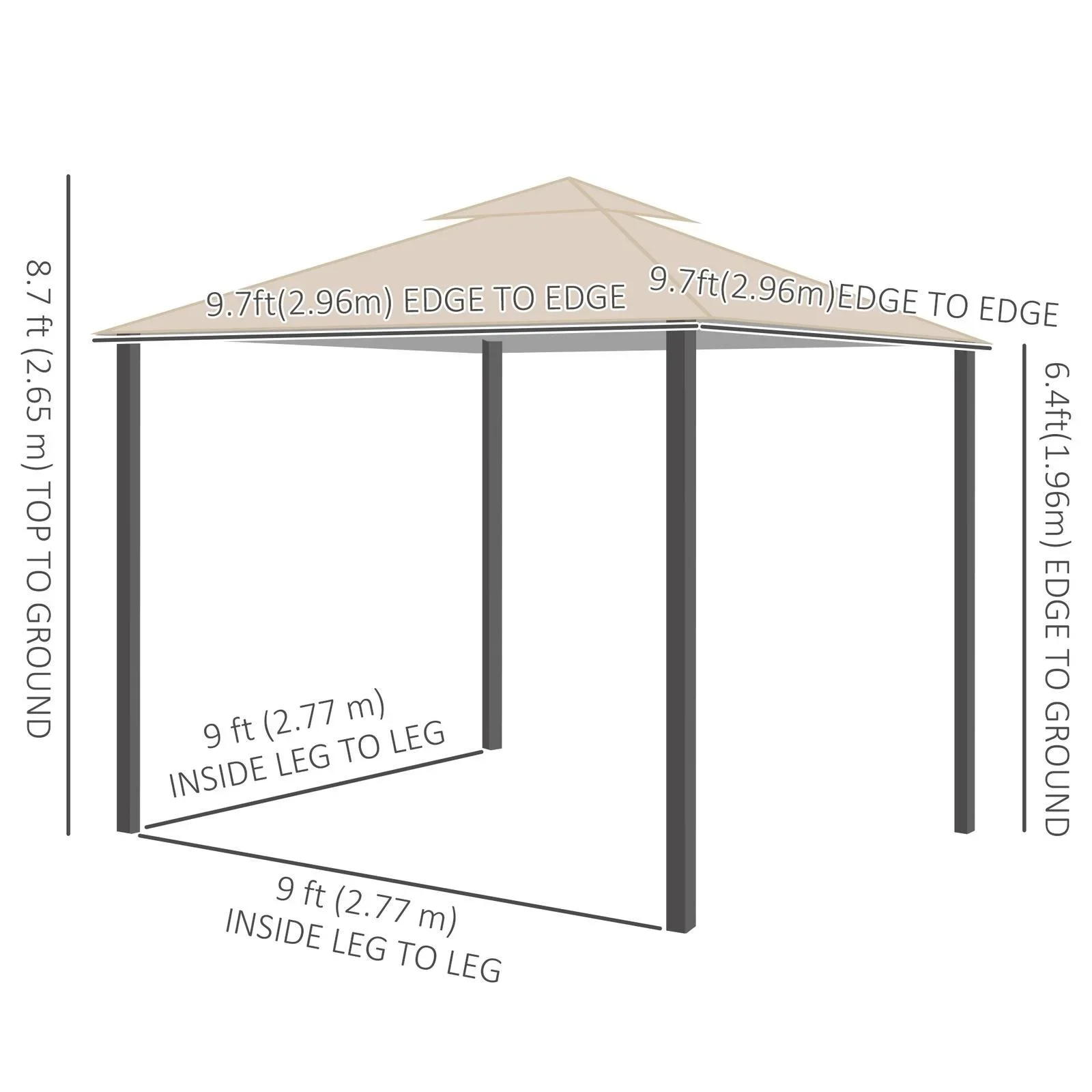 New Outsunny 10x10 Outdoor Deck Gazebo - photo 3
