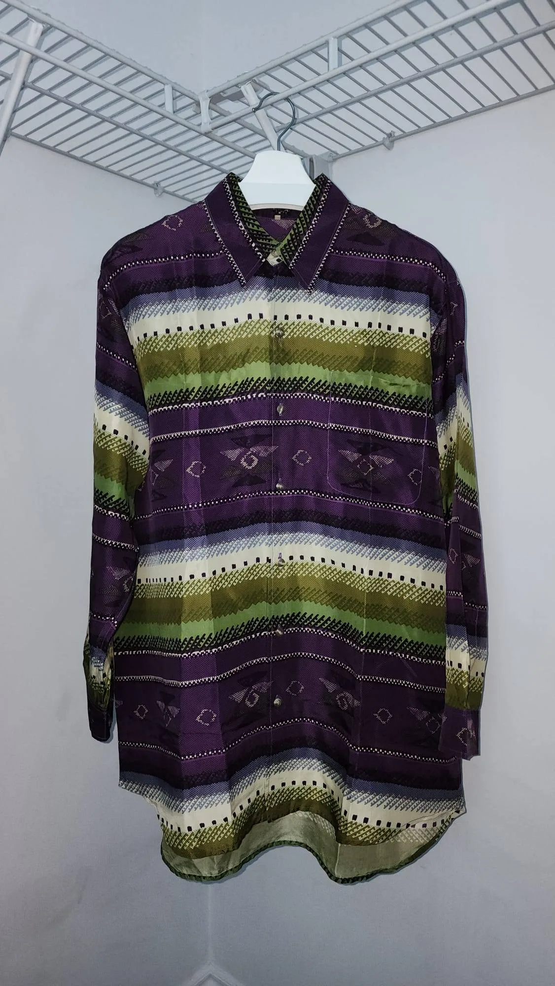 Silk Button Up Shirt - Size L (sizing in description) thumbnail