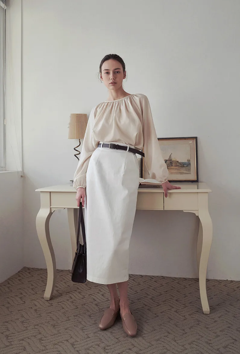 NWT LOEIL H-line Pocket Midi Skirt - 2024 - White - Sz S thumbnail