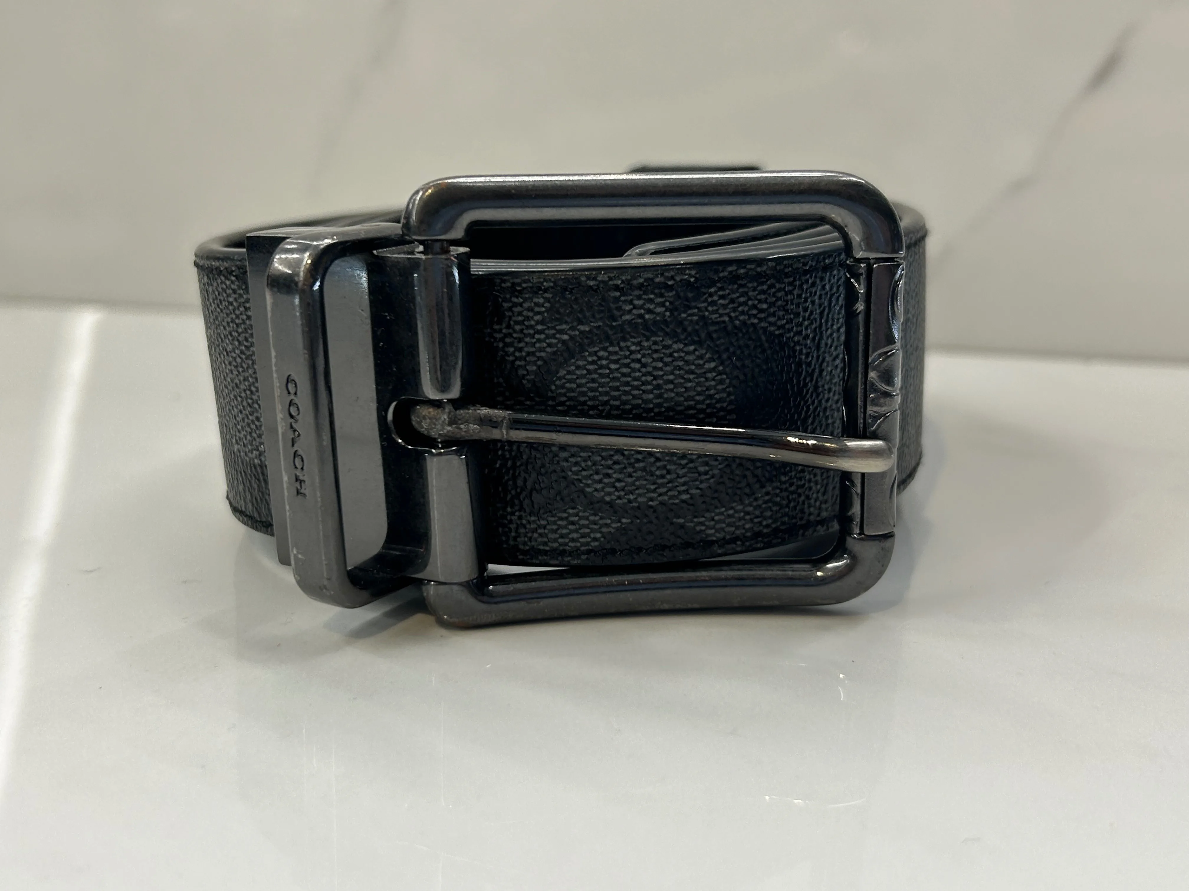 Coach Black Canvas Leather Belt thumbnail