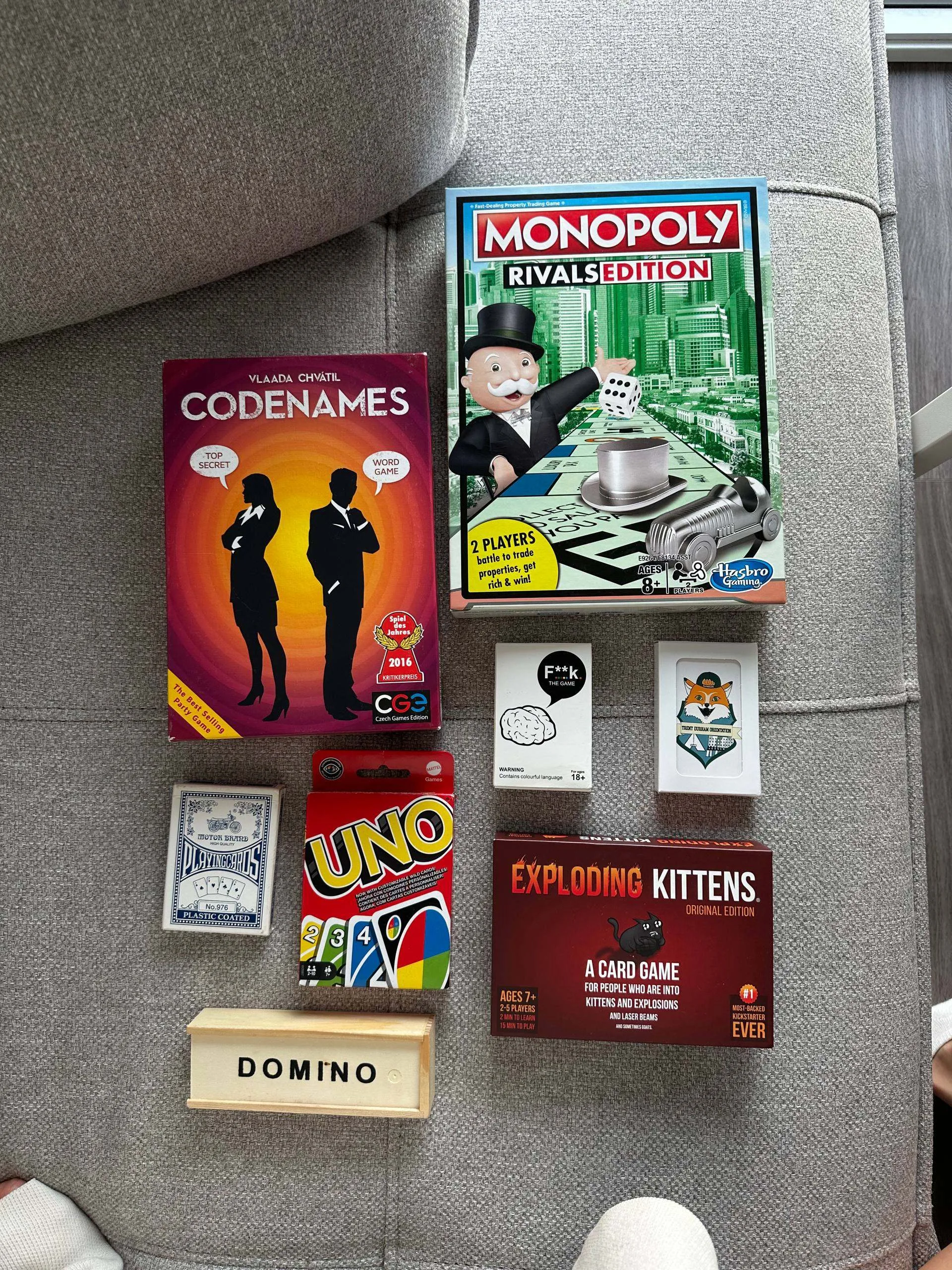 Codenames, Monopoly Rivals, Uno, Exploding Kittens, Bundle thumbnail