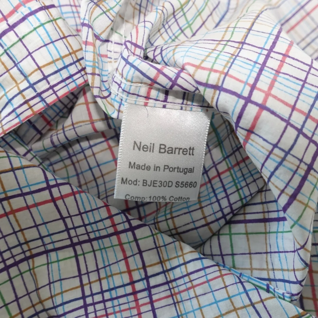 Neil Barrett Multicolor Plaid Button Up Shirt - Size L image indicator(4)