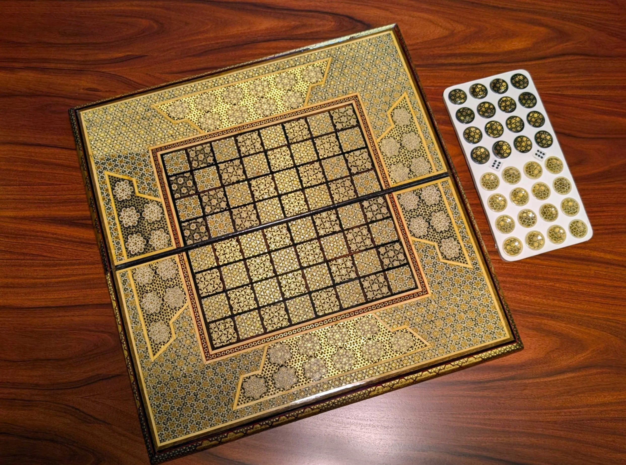 Handmade Persian Khatamkari Backgammon Board – Floral Inlay image indicator(2)