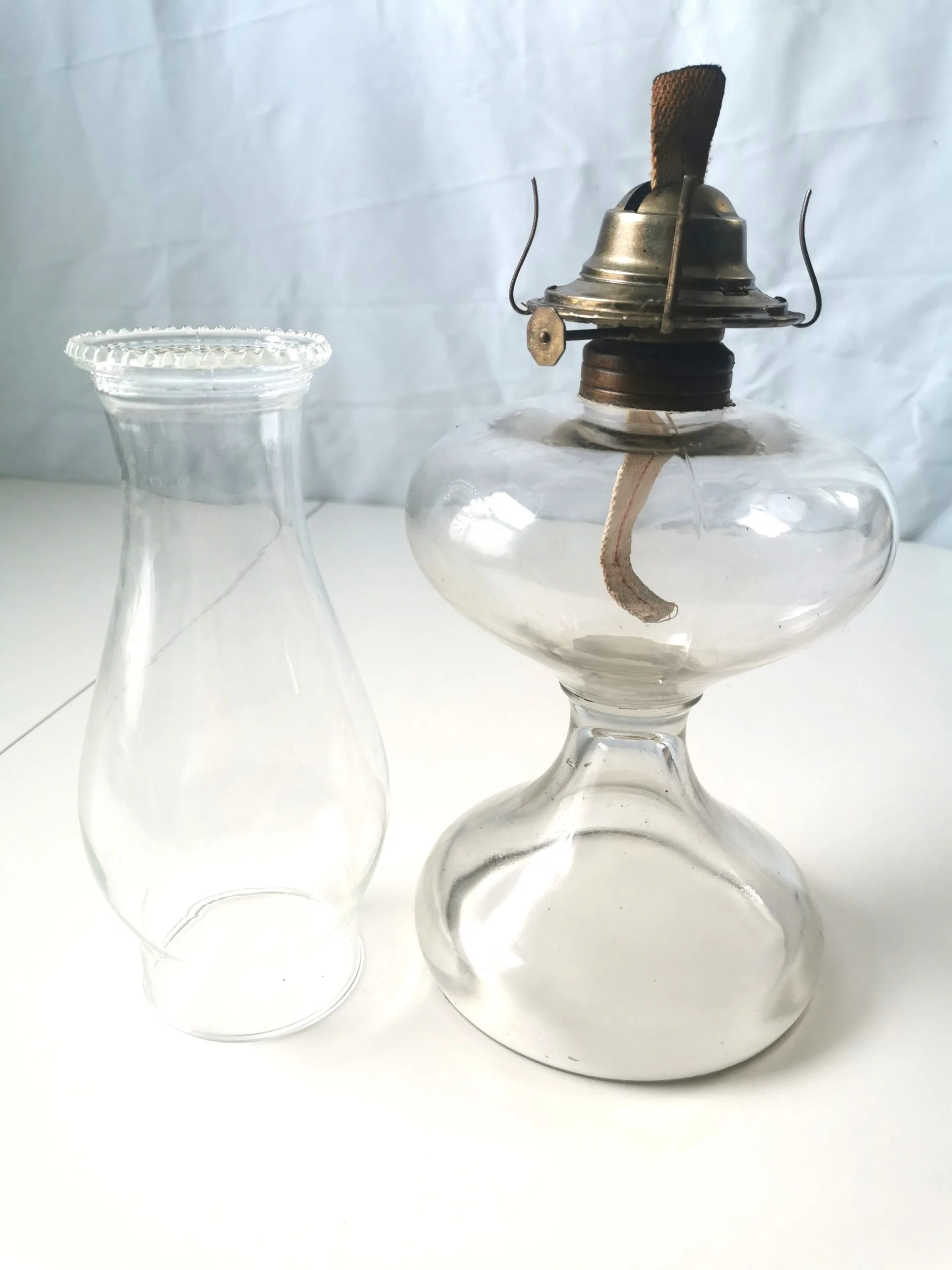 Large Antique Clear Glass Pedestal Eagle Oil Lamp 17.5" Height image indicator(4)