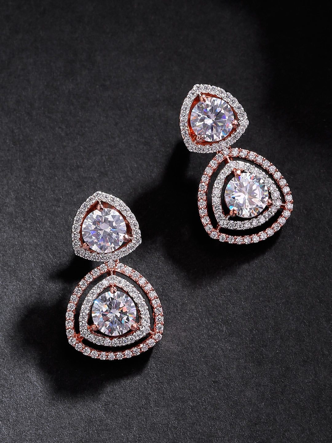 Premium Rose Gold-Plated American Diamond Earrings for Women