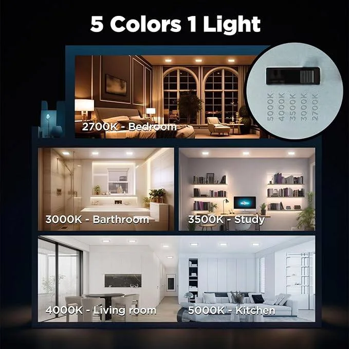 4" Square Black LED Recessed Ceiling Light – 8 pk image indicator(4)