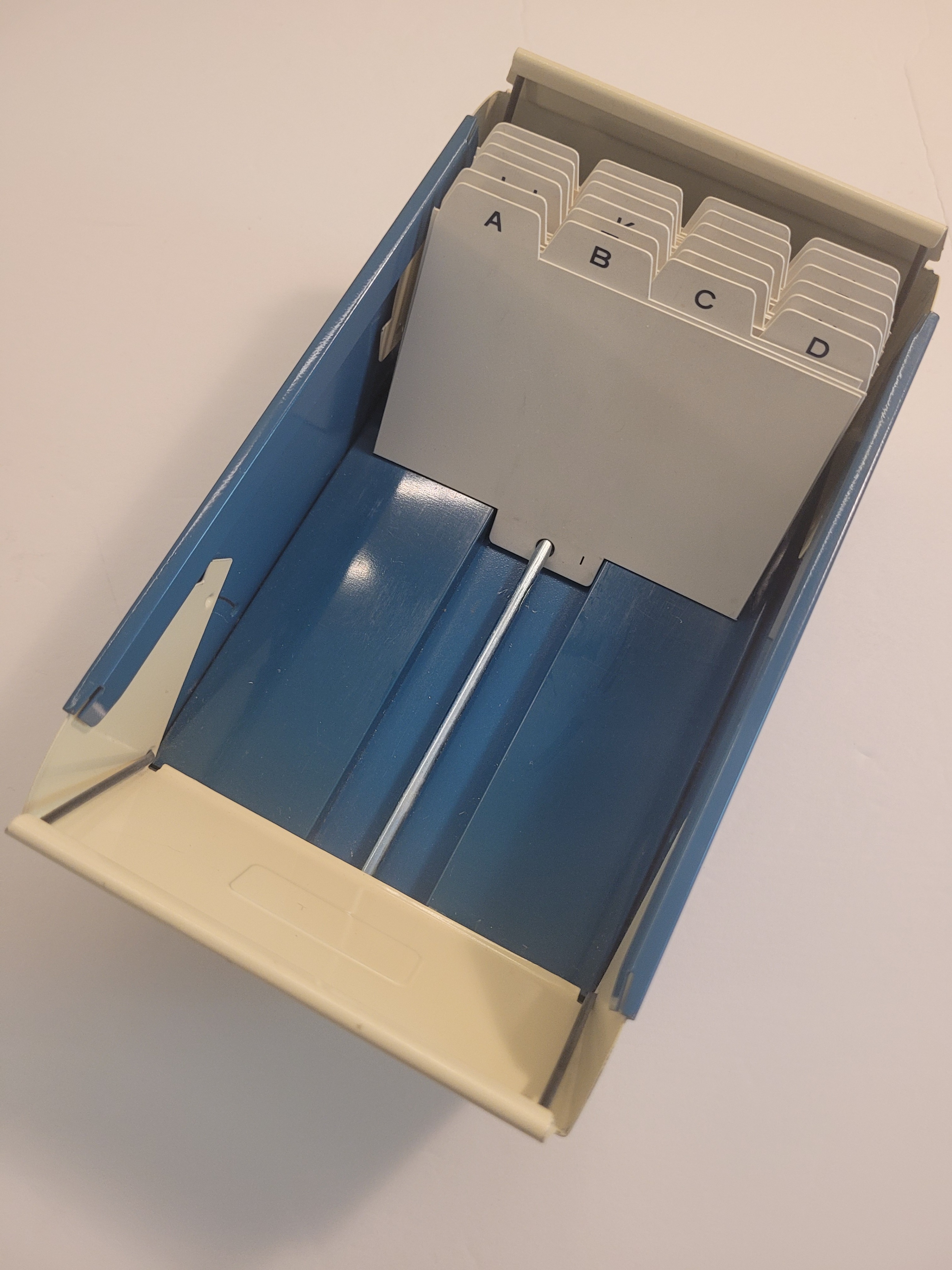Vintage Blue/White Metal Business Cards Holder with Index Cards - photo 2