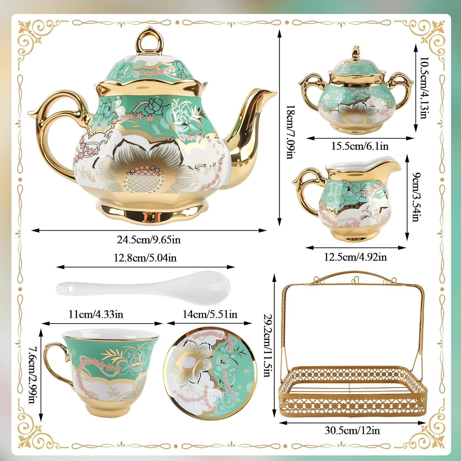 New Luxury Porcelain Tea Set (22 Pieces) - photo 4
