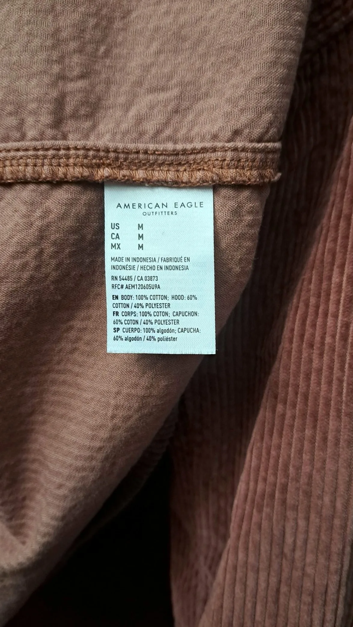 American Eagle Outfitters New Cropped Corduroy Hooded Jacket image indicator(6)