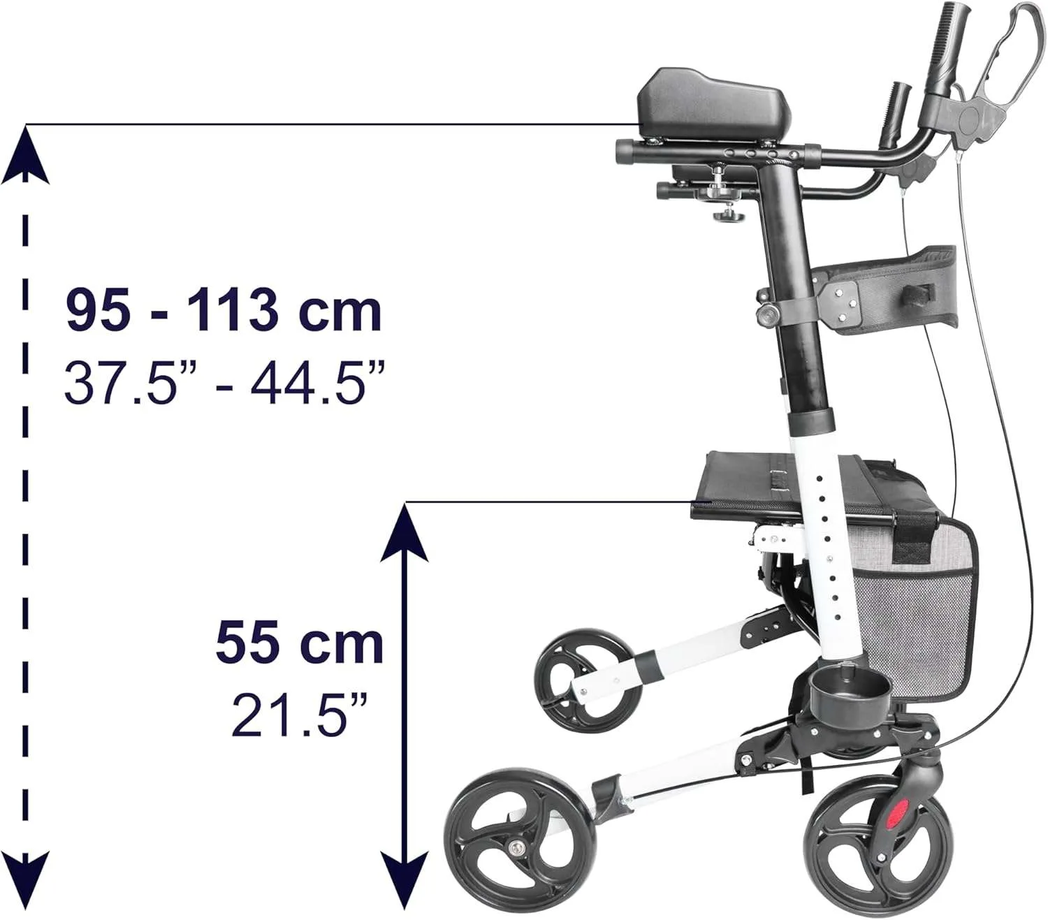 Adjustable Upright Rollator Walker with Seat & Back Support image indicator(6)
