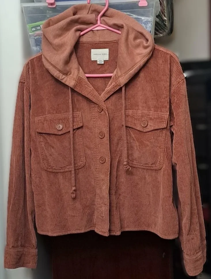 American Eagle Outfitters New Cropped Corduroy Hooded Jacket image indicator(2)