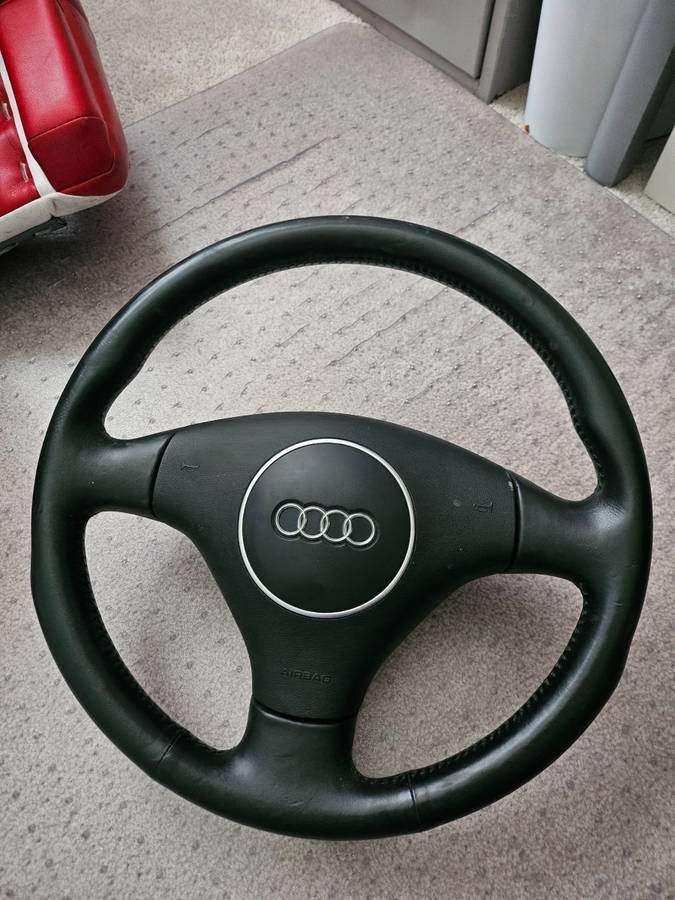 Audi B6 A4 02-05 2002-2005 Steering Wheel w AirBag BLACK Leather