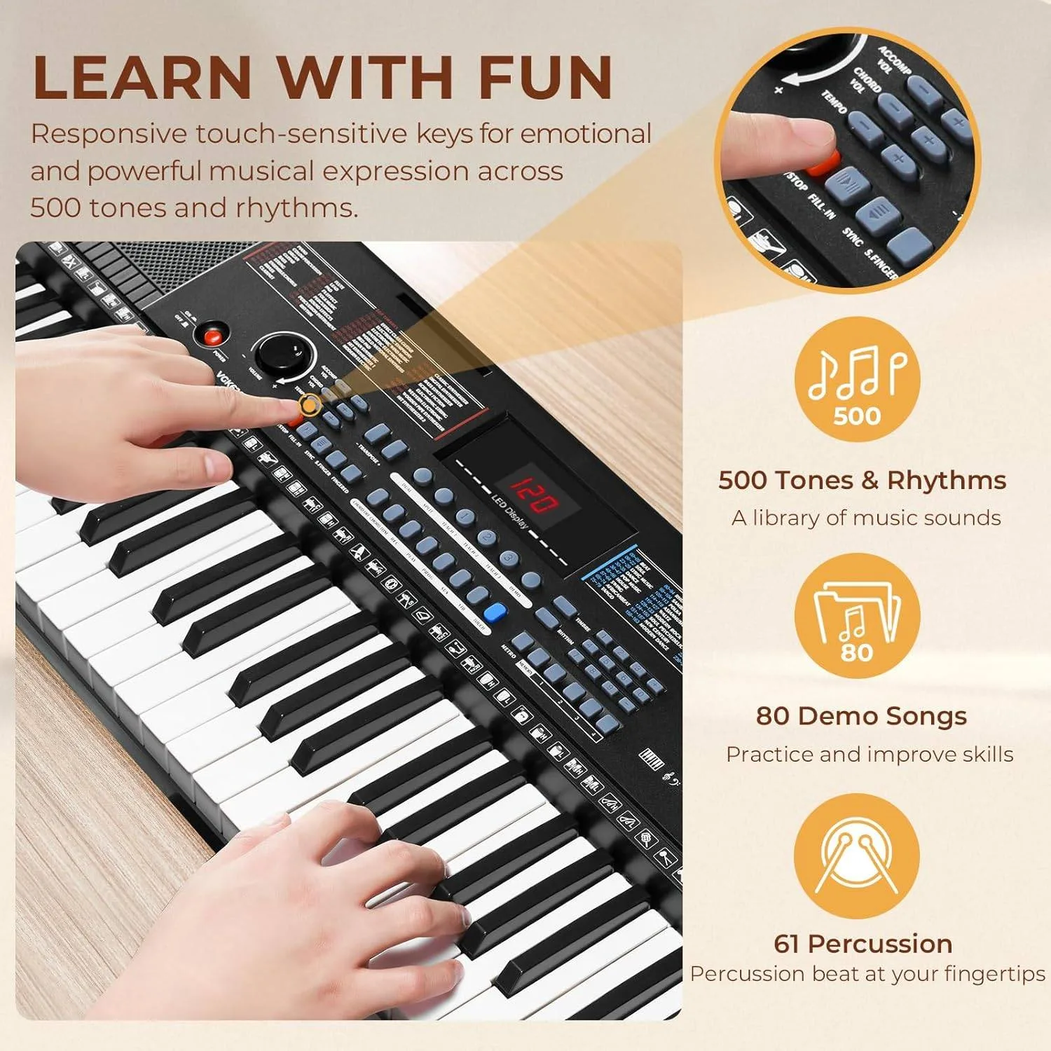 61 Keys Keyboard Piano image indicator(5)