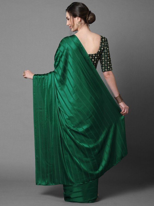 Green Striped Leheriya Saree – Traditional Tie-Dye Elegance - photo 2
