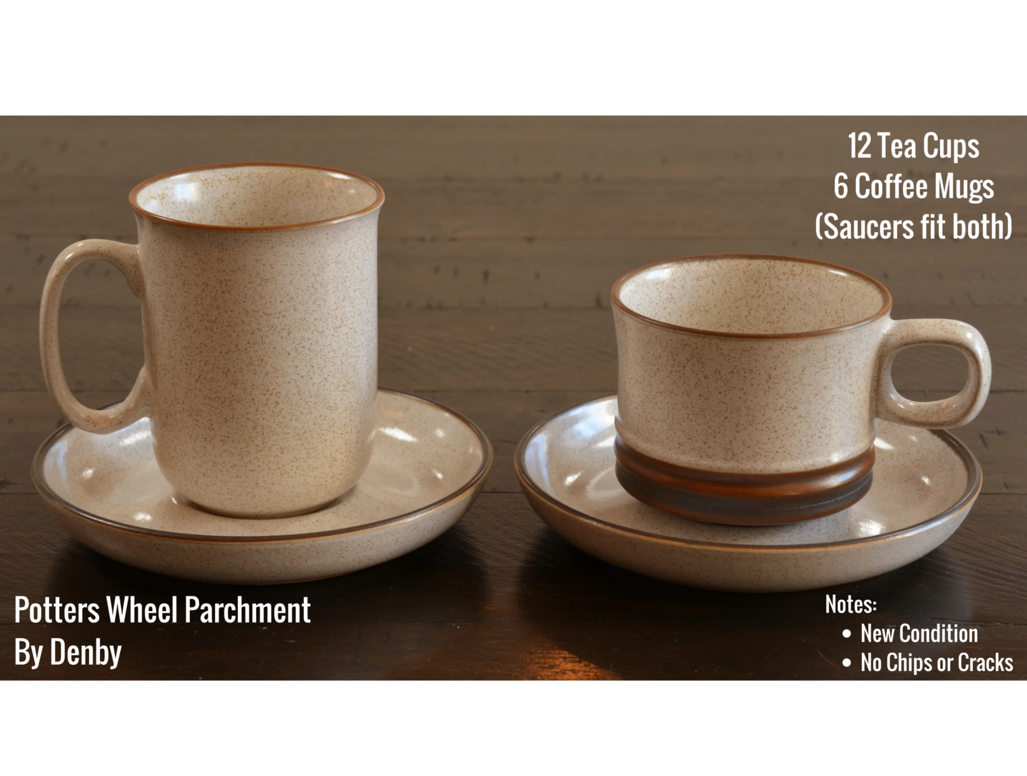 Denby - Potters Wheel Parchment Stoneware - Tea Cups-Coffee Mugs image indicator(3)