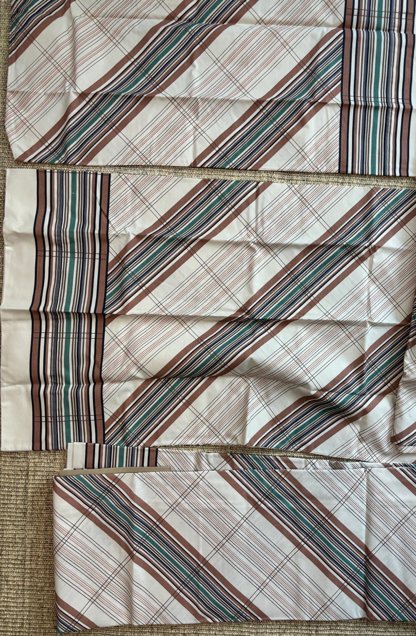 Made in USA Sears Roebuck Striped Percale Double Bed Sheet Set - photo 2