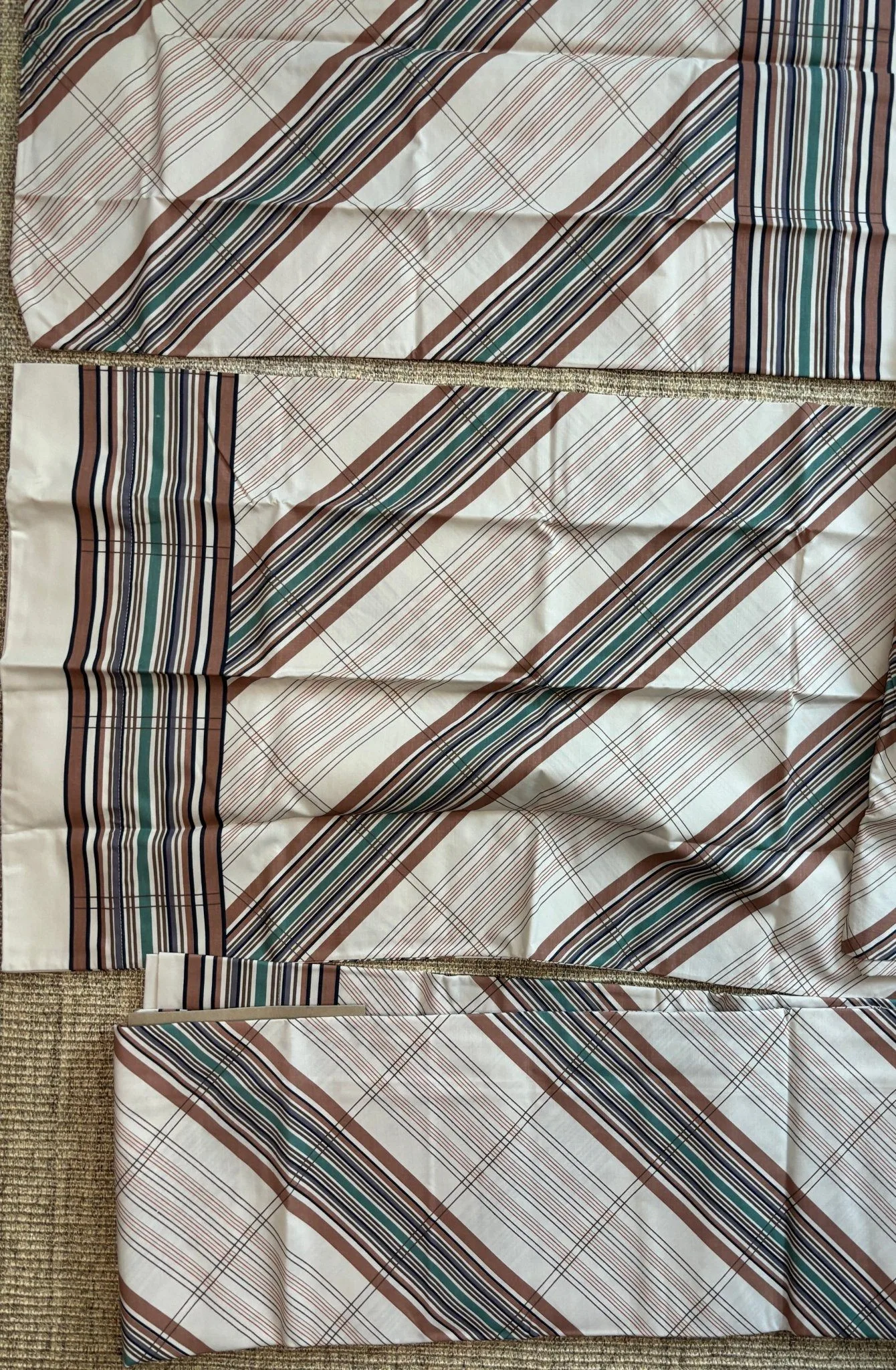 Made in USA Sears Roebuck Striped Percale Double Bed Sheet Set image indicator(2)