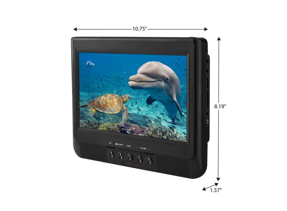 Onn 10" 1024p Dual Screen DVD Player with Digital Panel, Black - photo 2