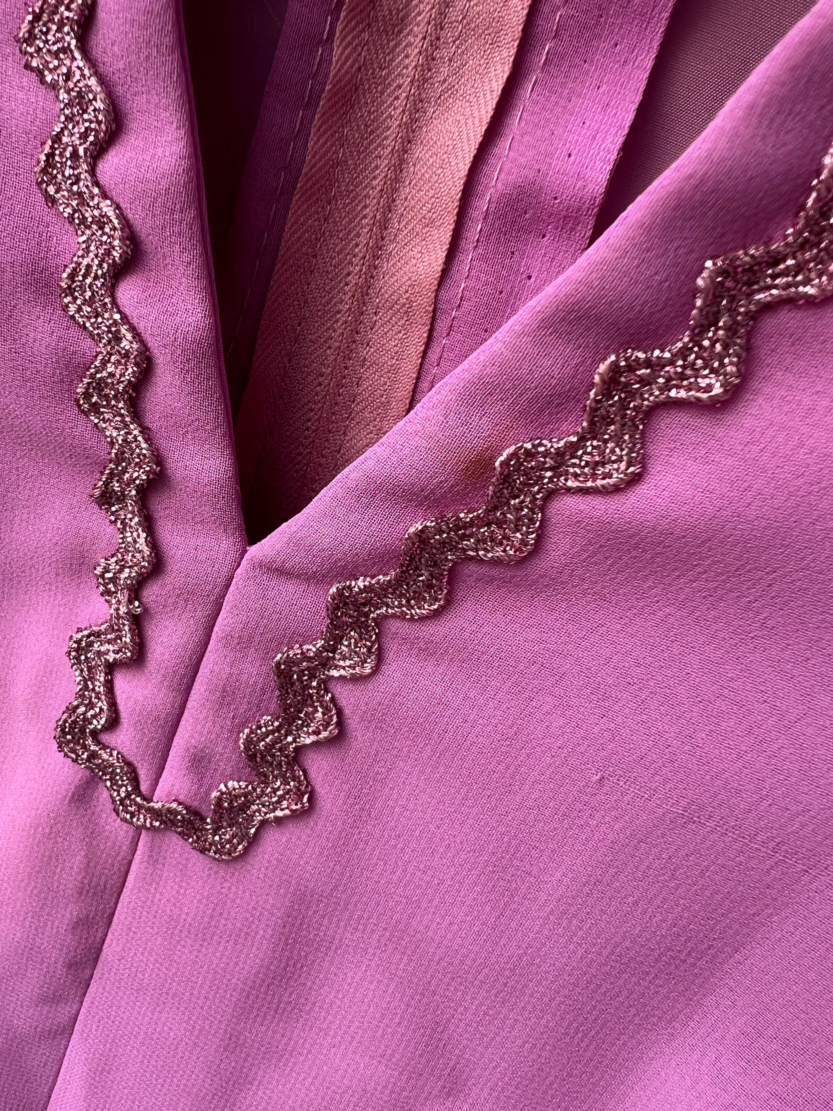 Groovy Kaftan Vintage MCM 1960s Embroidered Rose Dress image indicator(7)