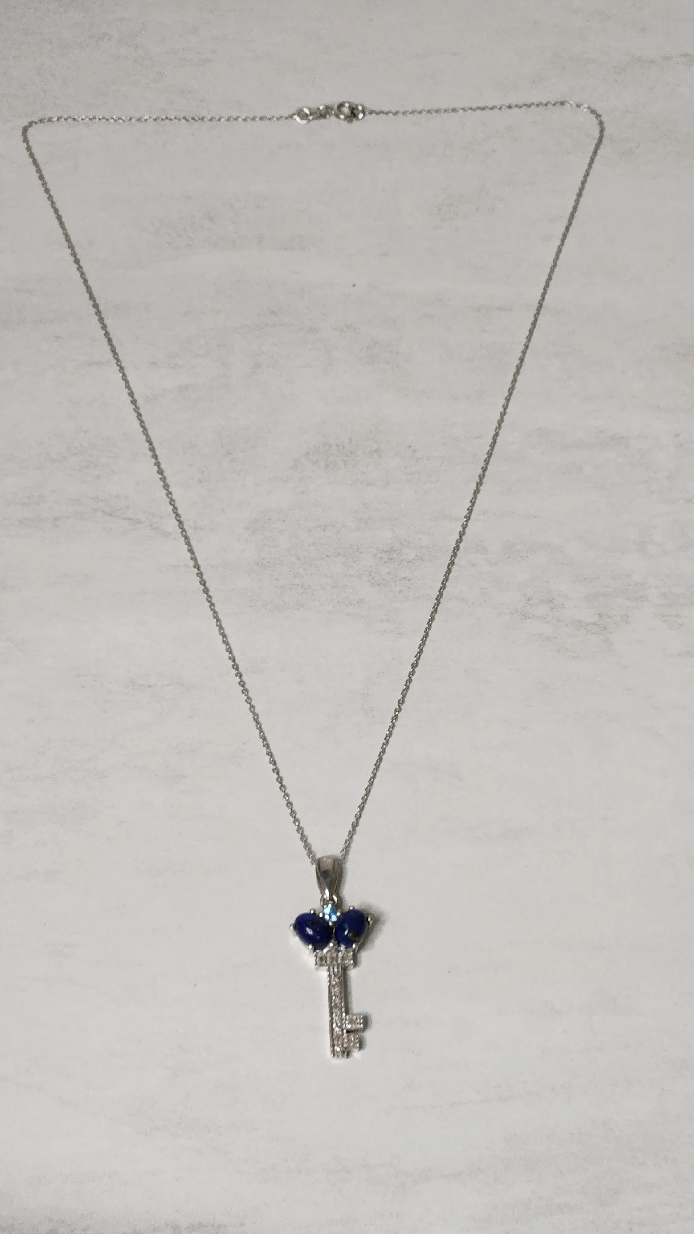 Silver Necklace w/ Lapis Lazuli, Swiss Blue Topaz, Diamond image indicator(3)
