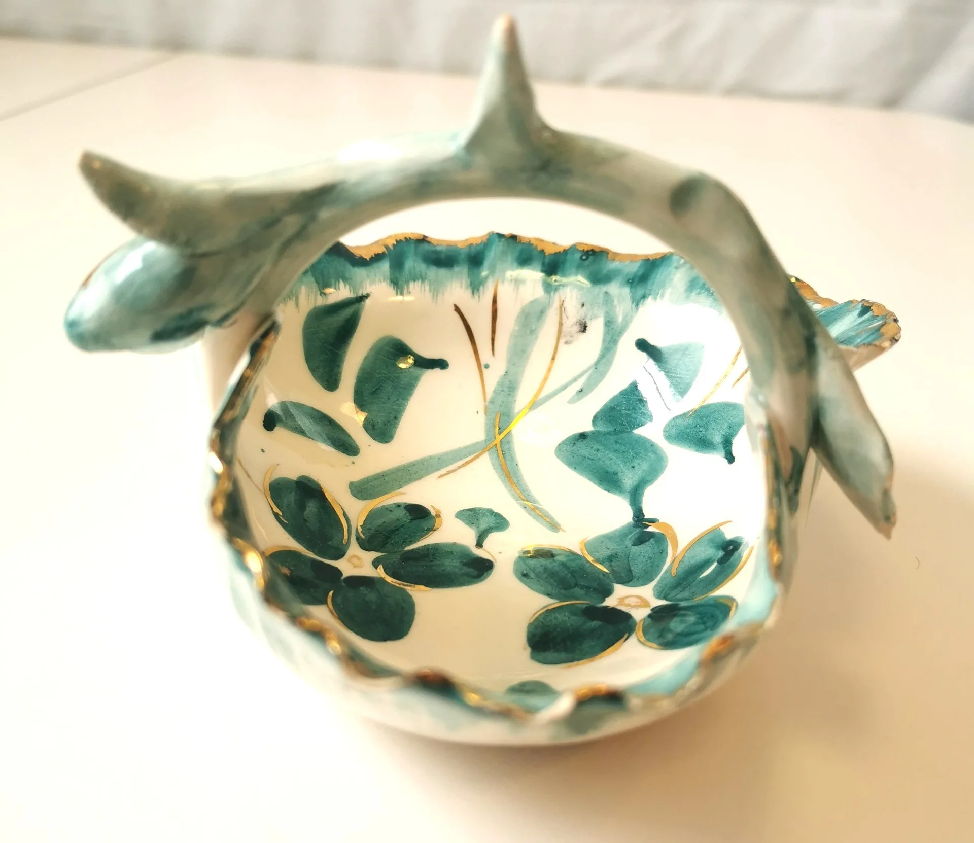 Italian Aqua and Gold Vintage Display Dish image indicator(3)