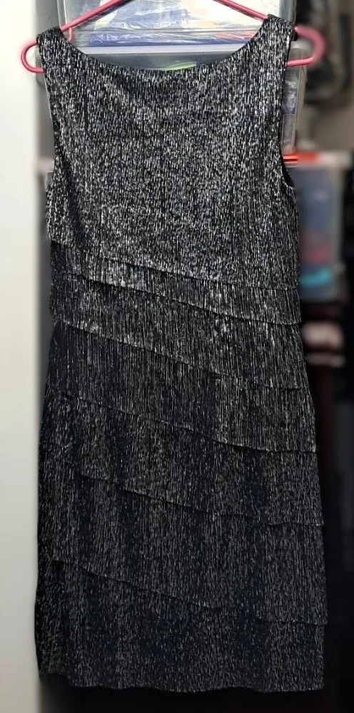 New Women's Sleeveless Multi-Layered Metallic Party Dress Medium image indicator(2)