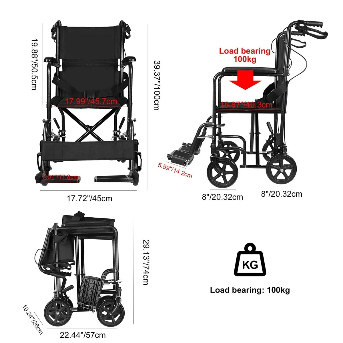 LIVINGBASICS FOLDABLE TRANSPORT WHEELCHAIR image indicator(2)