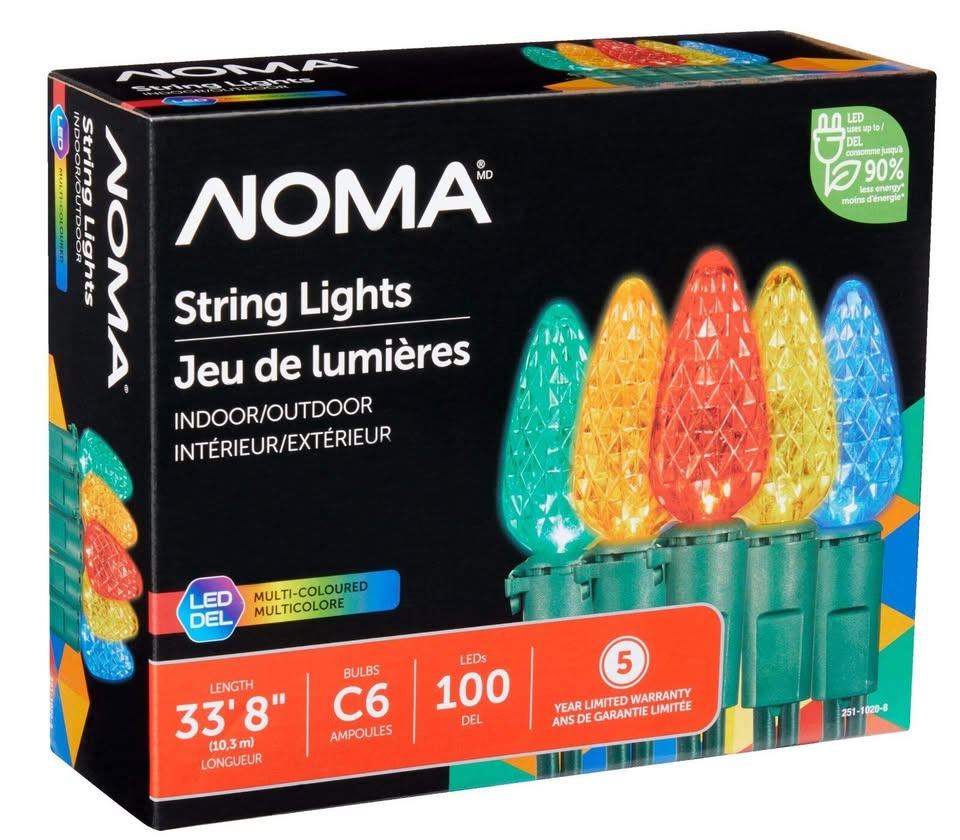 NOMA Outdoor Christmas Lights C6 LED 100, Multi Colour 33.67ft