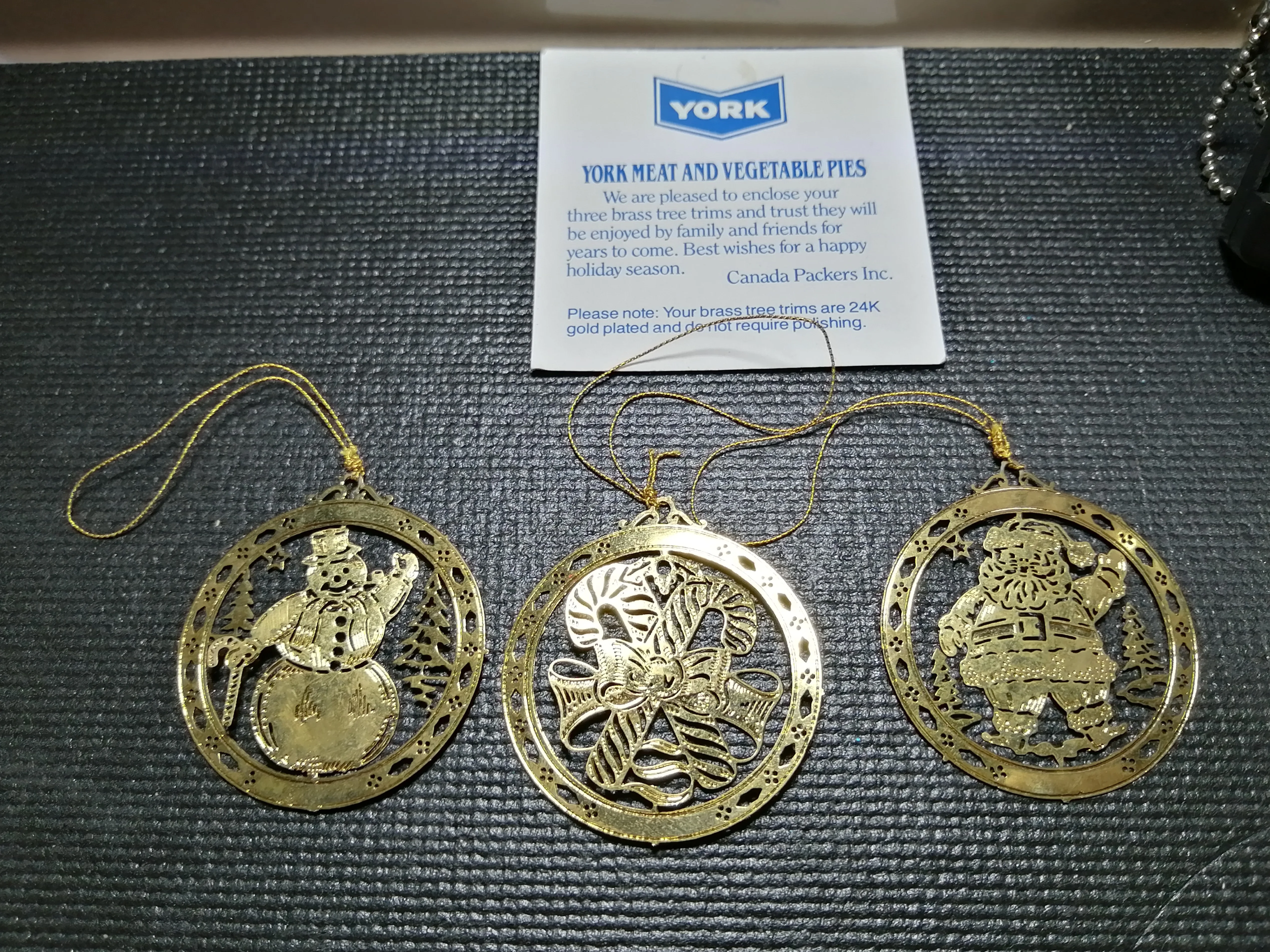 MINT York Pies 24K Gold Plated Christmas Ornaments thumbnail