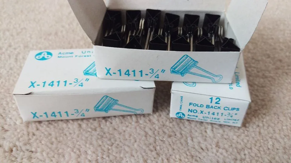 NEW Box of 12 ACME United Limited 3/4" Fold Back Clips X-1411 image indicator(2)