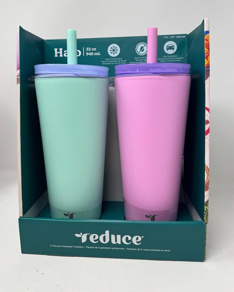Reduce Cold Vacuum Insulated Tumbler with Straw – 32oz x 2-Pack