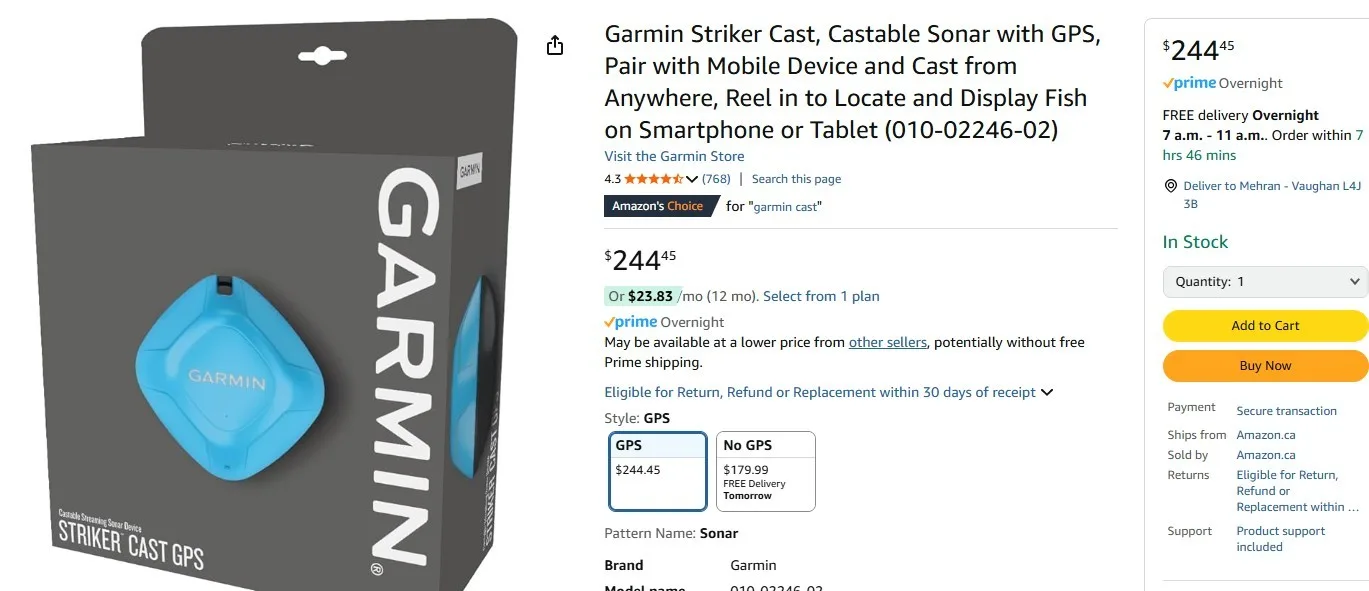 Garmin Striker Cast, Castable Sonar with GPS, Pair with Mobile image indicator(2)