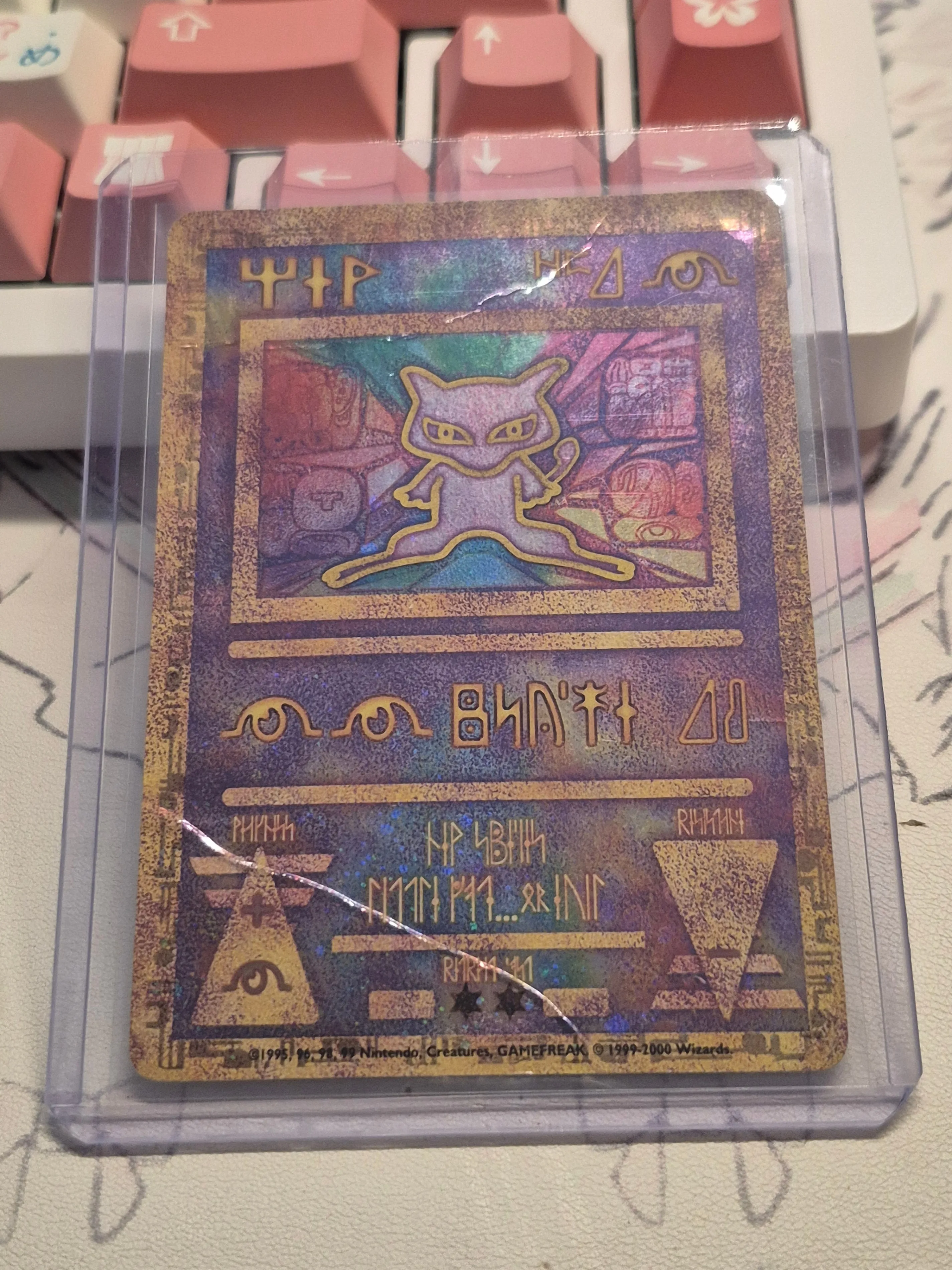 Mew movie card very poor condition probably psa 1 pokemon card thumbnail