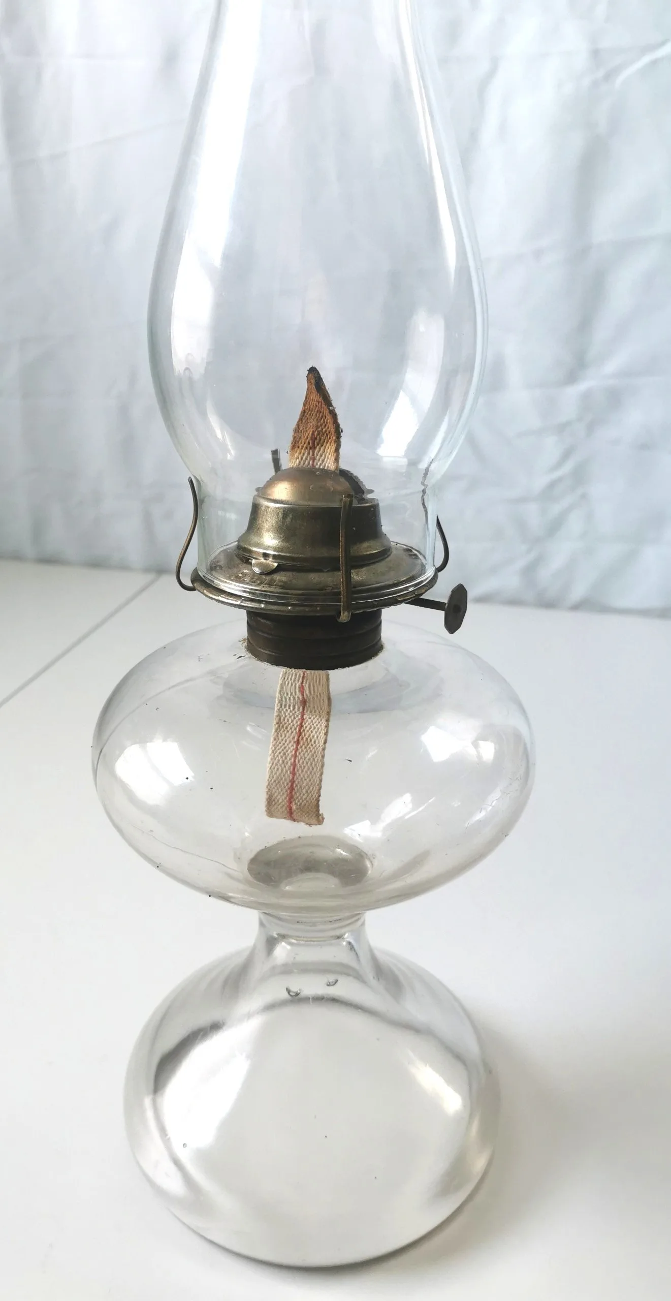 Large Antique Clear Glass Pedestal Eagle Oil Lamp 17.5" Height image indicator(9)