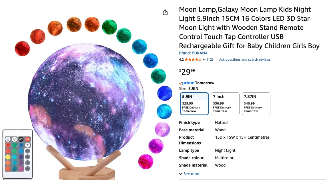 Northern Lights Aurora Projector + 5.9" Moon Lamp Bundle image indicator(6)