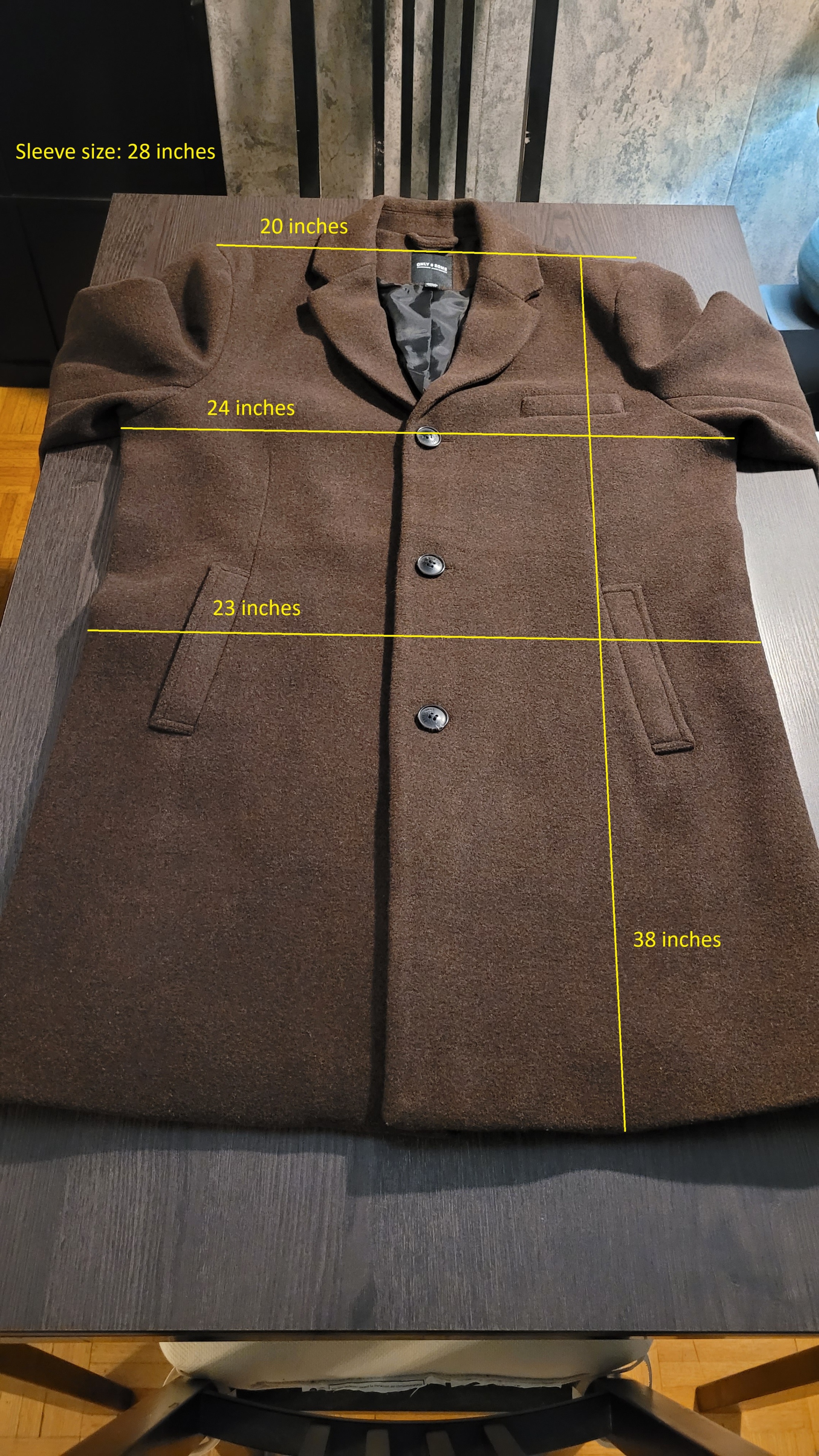 Only & Sons long winter coat size XL dark brown - photo 5