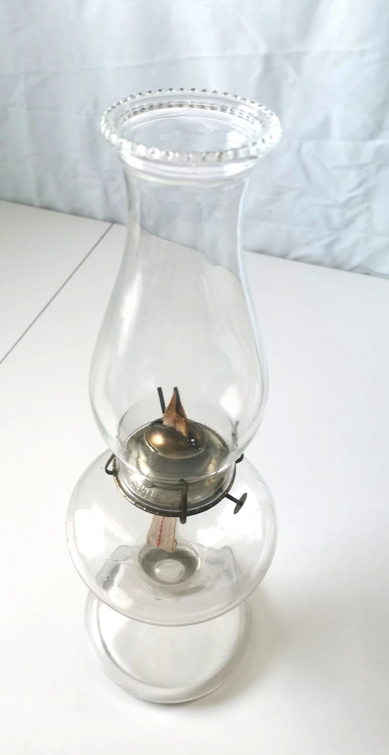 Large Antique Clear Glass Pedestal Eagle Oil Lamp 17.5" Height image indicator(10)