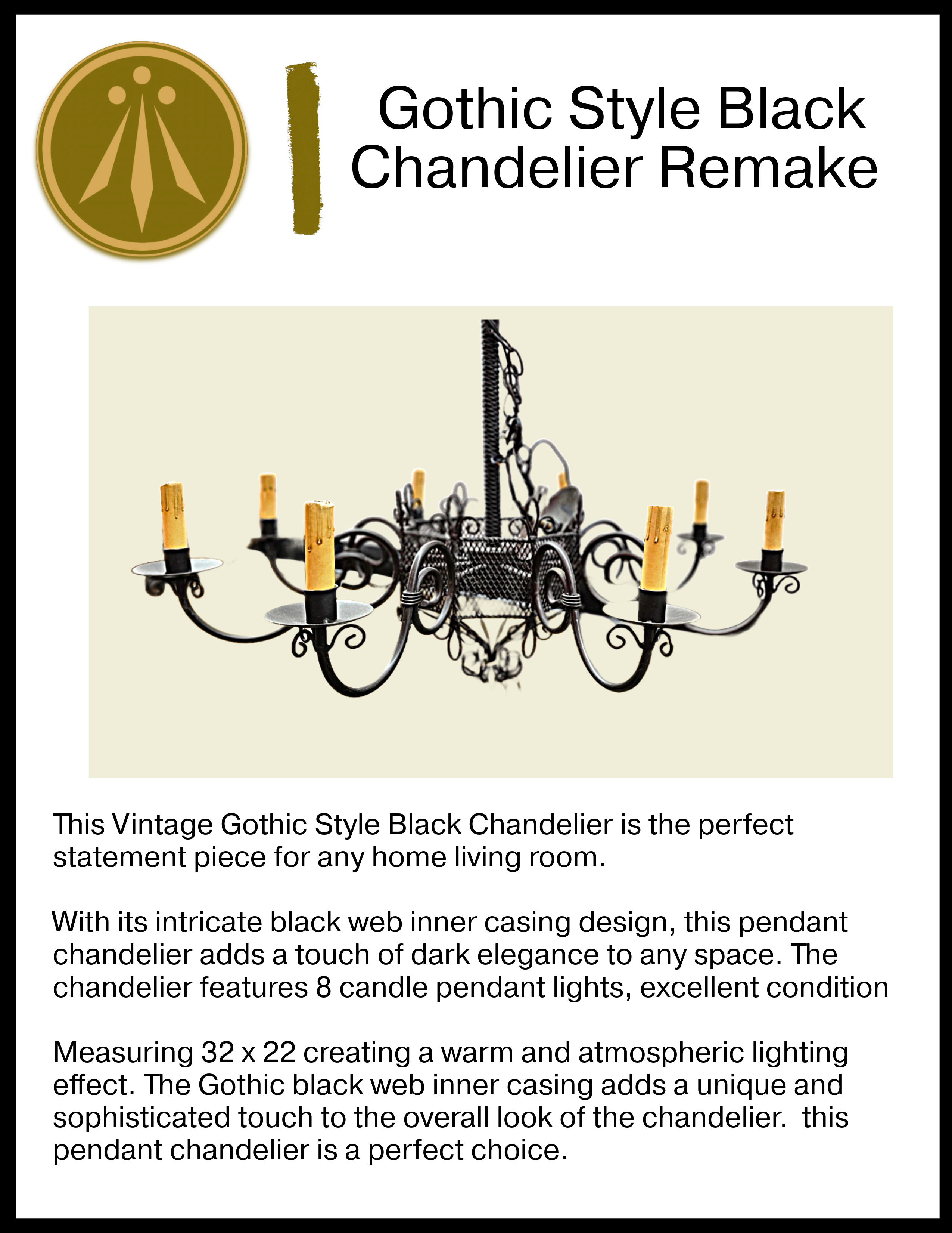 Vintage Gothic Style Black Chandelier Remake