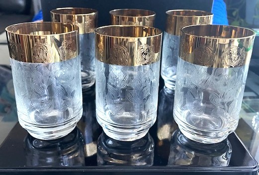 Bohemia Gold Rimmed Glasses, set of 6
