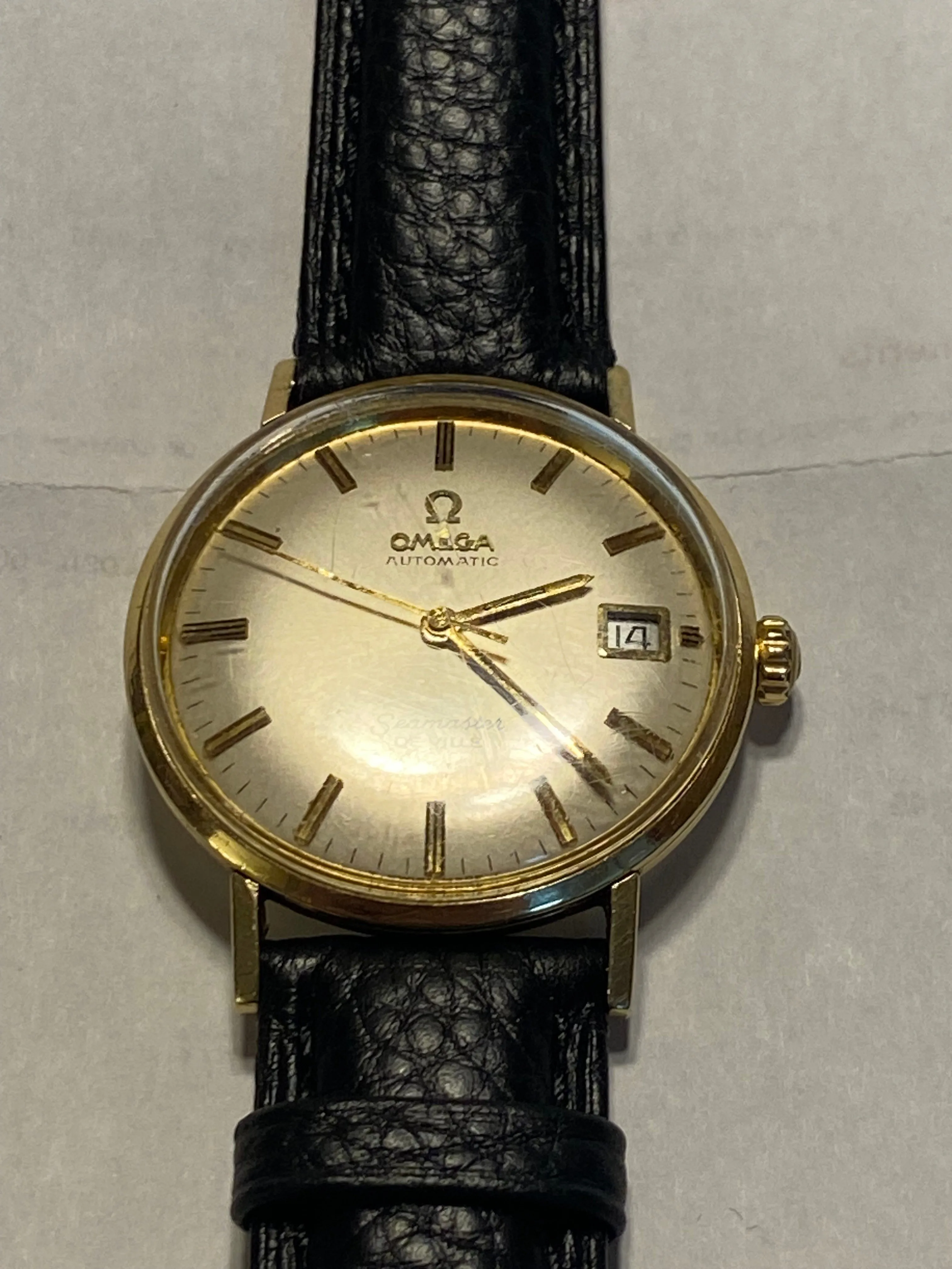 Omega 14K Gold Watch - 1970's vintage, working, leather strap image indicator(3)