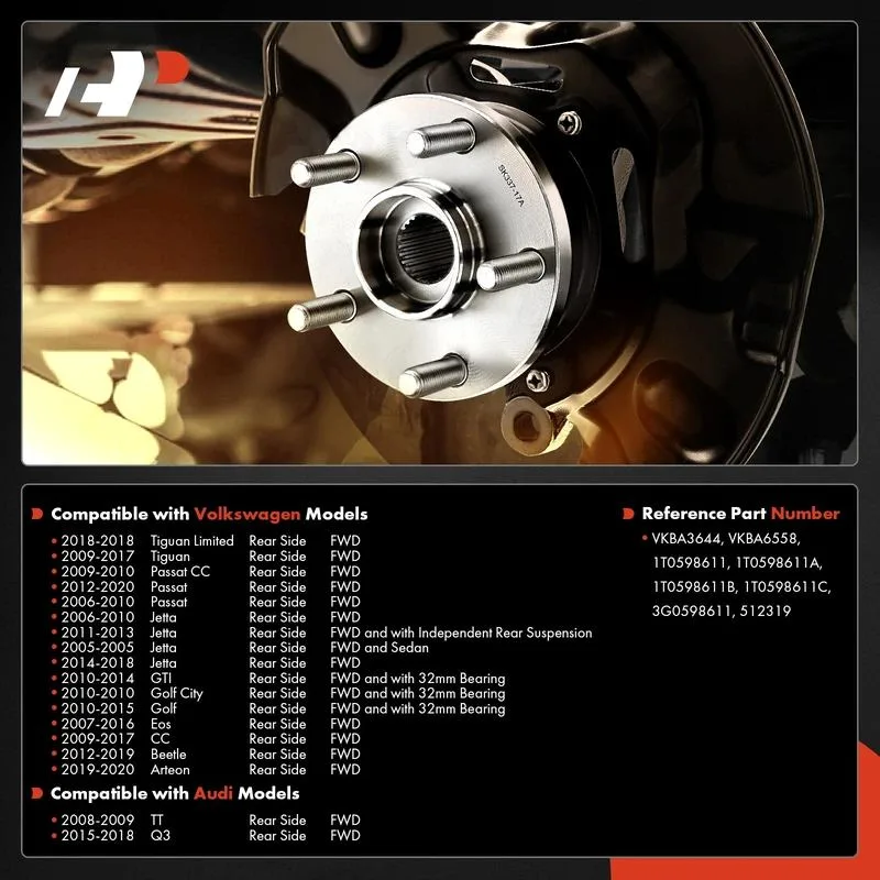 Volkswagen, Audi – Left & Right Rear Wheel Bearing Hub Assemblie image indicator(4)