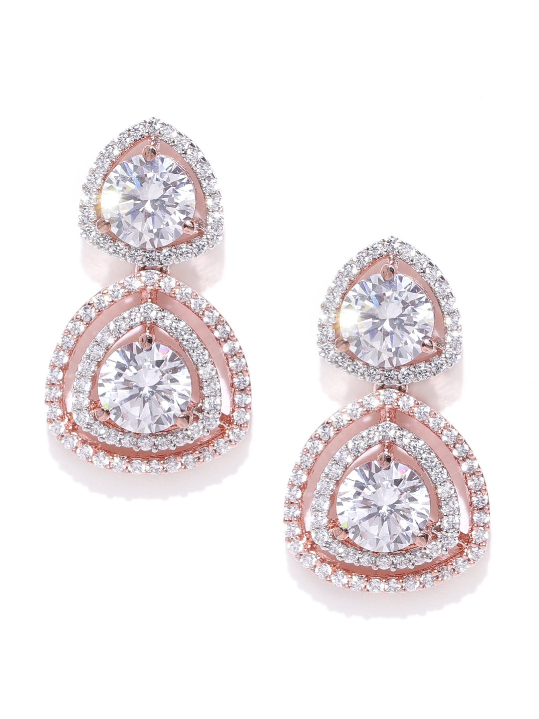 Premium Rose Gold-Plated American Diamond Earrings for Women - photo 3