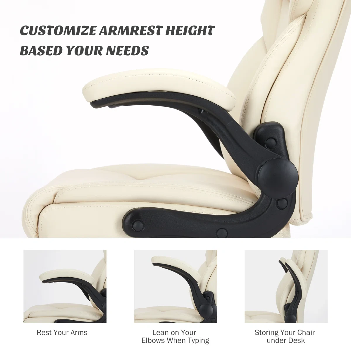 Executive office chair with off-white faux-leather - Super comfy - photo 2