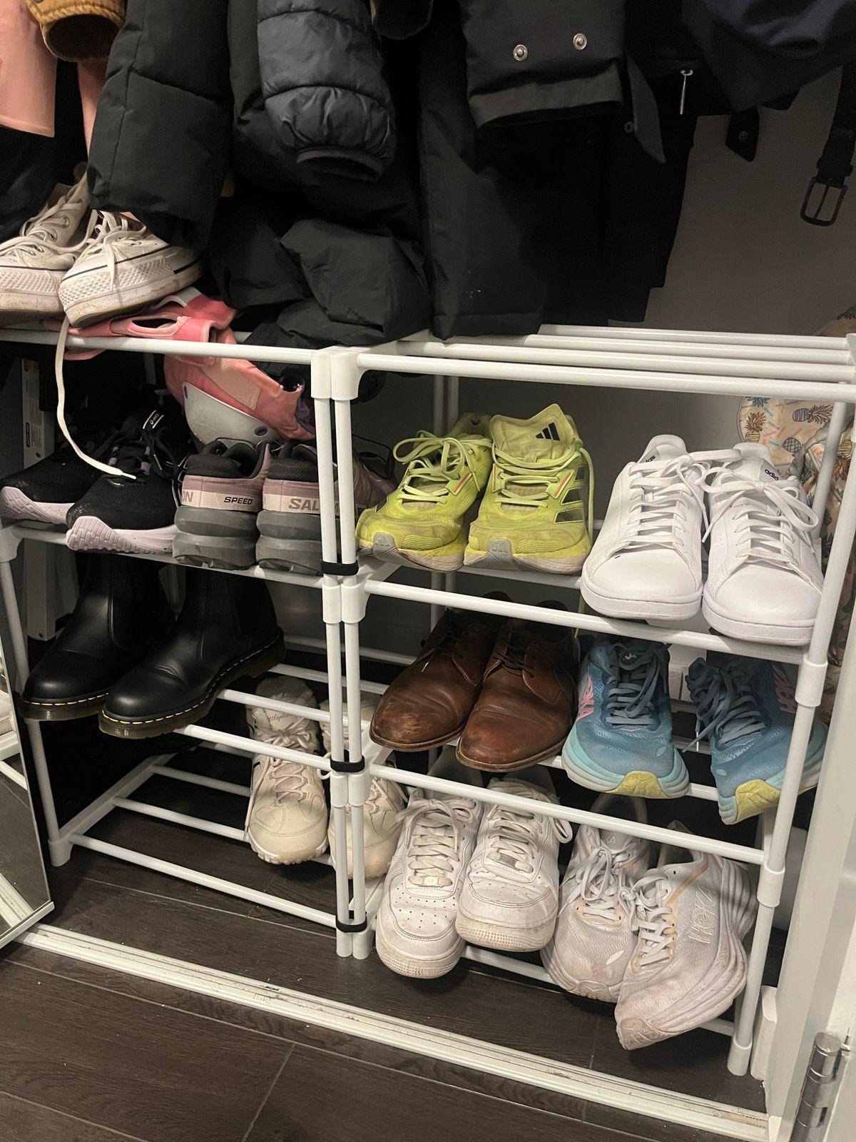 White Shoerack. Perfect for small spaces.