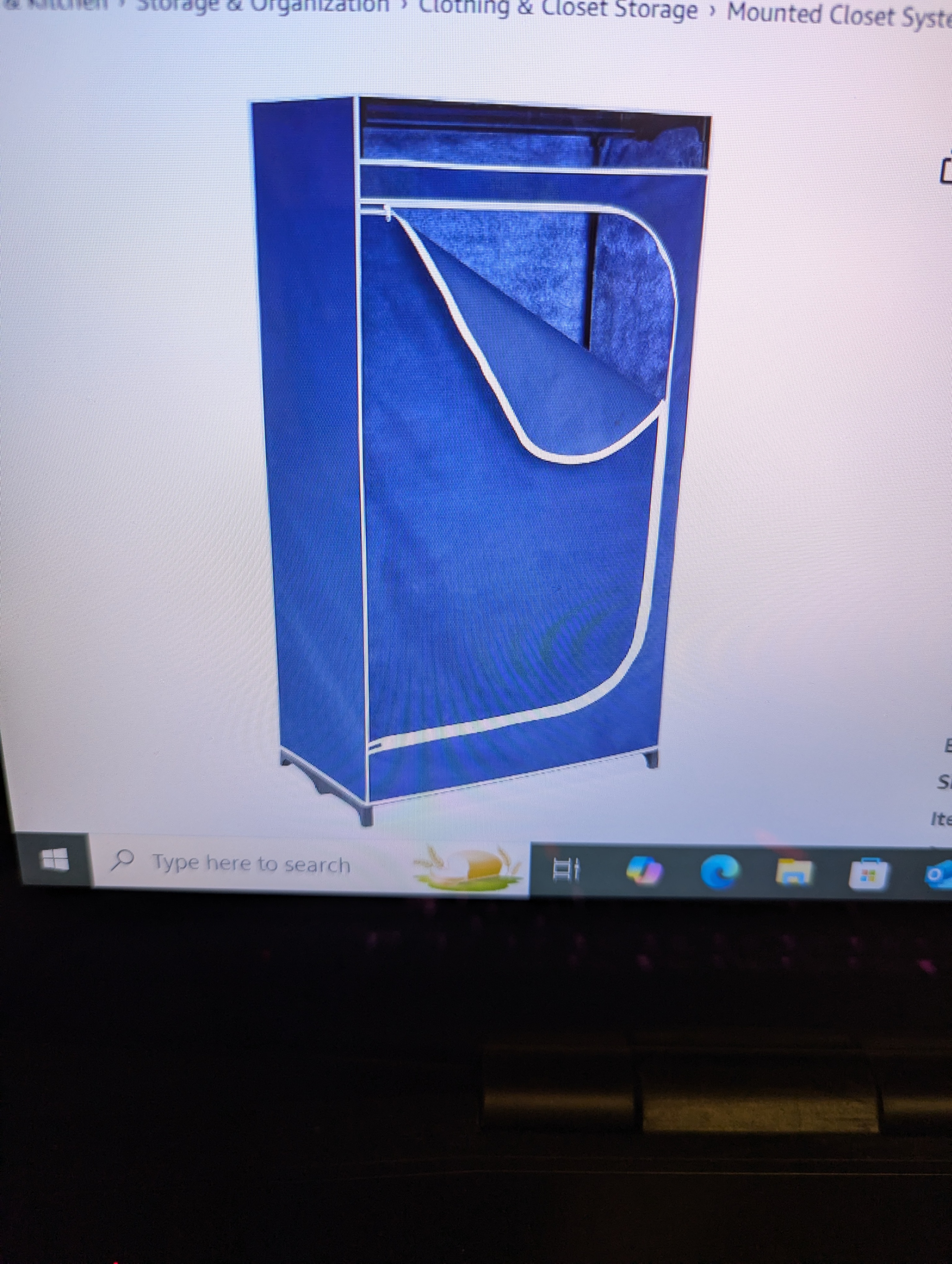 clothes closet with steel fram , cream colour